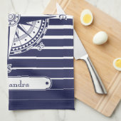 Kompass-Rosen-blaue Streifen Handtuch (Viertel Falte)