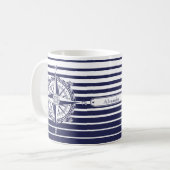 Kompass-Rosen-blaue Streifen Kaffeetasse (Vorderseite Links)