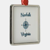 Kompass-Rosen-Logo Norfolks Virginia Silbernes Ornament (Rechts)