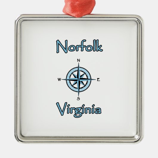 Kompass-Rosen-Logo Norfolks Virginia Silbernes Ornament (Vorne)