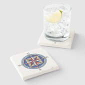 Kompass-Rosen-Stein-Untersetzer Steinuntersetzer (Seitenansicht)