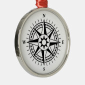 Kompass-Rosenverzierung Silbernes Ornament (Rechts)