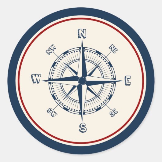 Kompass Runder Aufkleber (Vorderseite)