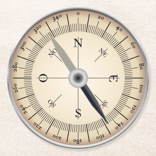 Kompass Runder Pappuntersetzer (Vorderseite)