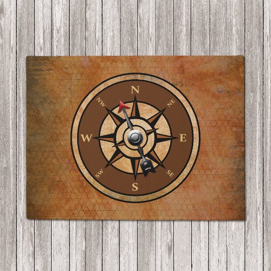Kompass Rustikales braunes Schönheitsdesign Fußmatte