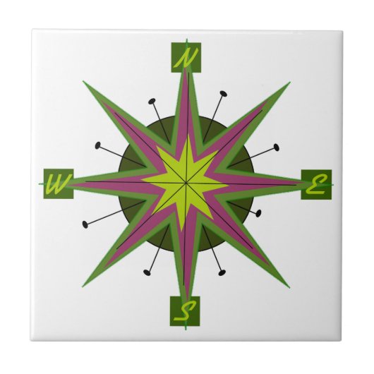 Kompass-Schräg-Design Fliese (Vorderseite)