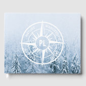 Kompass-Stern-Emblem-Monogramm Winter-Fichtenwald Gästebuch (Vorderseite)
