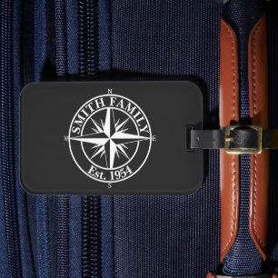 Kompass-Stern-Monogramm personalisierbares Emblem Gepäckanhänger