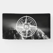 Kompass-Sternemblem monogramm dramatische Berge Banner (Horizontal)