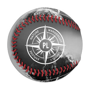 Kompass-Sternemblem monogramm dramatische Berge Baseball