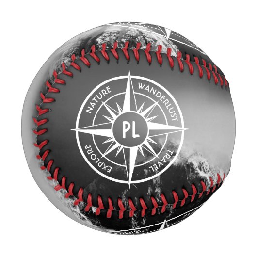 Kompass-Sternemblem monogramm dramatische Berge Baseball (Vorderseite Links)