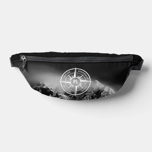 Kompass-Sternemblem monogramm dramatische Berge Bauchtasche (Ablage )
