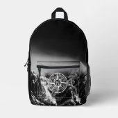 Kompass-Sternemblem monogramm dramatische Berge Bedruckter Rucksack (Vorderseite)