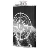 Kompass-Sternemblem monogramm dramatische Berge Flachmann (Links)