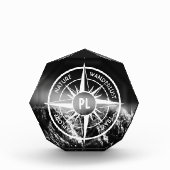 Kompass-Sternemblem monogramm dramatische Berge Fotoblock (Vorderseite)