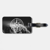 Kompass-Sternemblem monogramm dramatische Berge Gepäckanhänger (Rückseite horizontal)