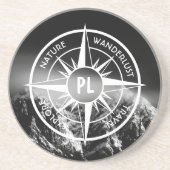 Kompass-Sternemblem monogramm dramatische Berge Getränkeuntersetzer (Vorne)
