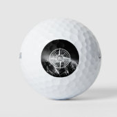 Kompass-Sternemblem monogramm dramatische Berge Golfball (Vorderseite)