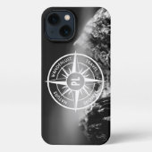 Kompass-Sternemblem monogramm dramatische Berge iPhone Hülle (Rückseite)