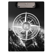 Kompass-Sternemblem monogramm dramatische Berge Klemmbrett (Vorderseite)