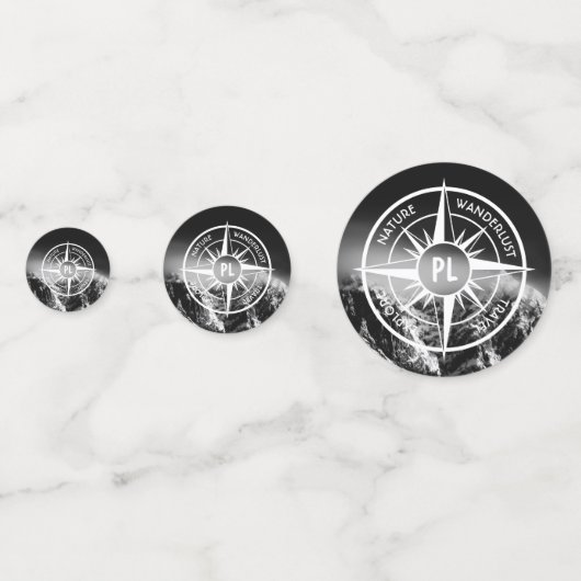 Kompass-Sternemblem monogramm dramatische Berge Konfetti (Rückseiten)