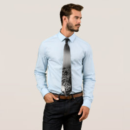 Kompass-Sternemblem monogramm dramatische Berge Krawatte