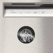 Kompass-Sternemblem monogramm dramatische Berge Magnet (In Situ (Geschirrspüler))