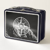 Kompass-Sternemblem monogramm dramatische Berge Metall Brotdose (Vorderseite)
