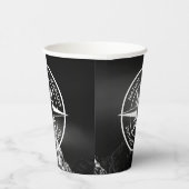 Kompass-Sternemblem monogramm dramatische Berge Pappbecher (Rechts)