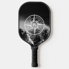Kompass-Sternemblem monogramm dramatische Berge Pickleball Schläger