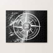 Kompass-Sternemblem monogramm dramatische Berge Puzzle (Horizontal)