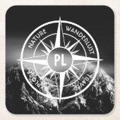 Kompass-Sternemblem monogramm dramatische Berge Rechteckiger Pappuntersetzer (Vorderseite)