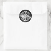 Kompass-Sternemblem monogramm dramatische Berge Runder Aufkleber (Tasche)