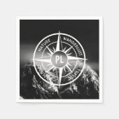 Kompass-Sternemblem monogramm dramatische Berge Serviette (Vorderseite)