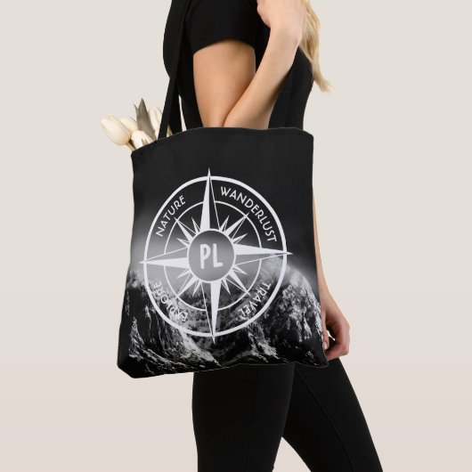 Kompass-Sternemblem monogramm dramatische Berge Tasche (Von Nahem)