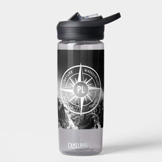 Kompass-Sternemblem monogramm dramatische Berge Trinkflasche (Links)