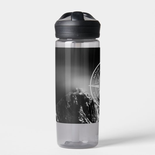 Kompass-Sternemblem monogramm dramatische Berge Trinkflasche (Vorderseite)
