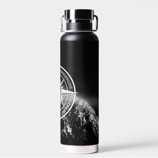 Kompass-Sternemblem monogramm dramatische Berge Trinkflasche (Rückseite)