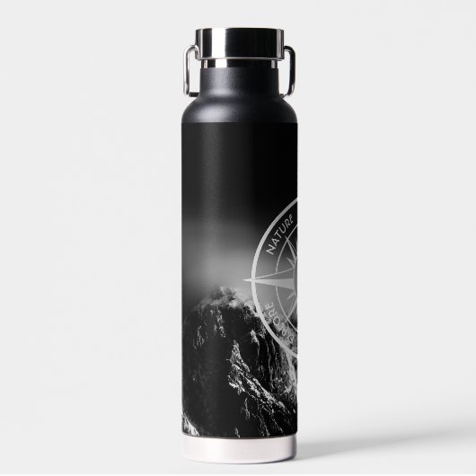 Kompass-Sternemblem monogramm dramatische Berge Trinkflasche (Vorne)
