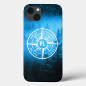 Kompass-Sternemblem Monogramm Nebel in Fichtenwald Case-Mate iPhone Hülle (Rückseite)