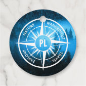 Kompass-Sternemblem Monogramm Nebel in Fichtenwald Geschenkanhänger (Rückseite)