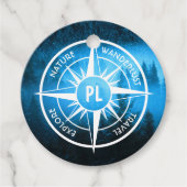 Kompass-Sternemblem Monogramm Nebel in Fichtenwald Geschenkanhänger (Vorderseite)