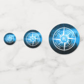 Kompass-Sternemblem Monogramm Nebel in Fichtenwald Konfetti (Rückseiten)