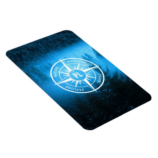 Kompass-Sternemblem Monogramm Nebel in Fichtenwald Magnet (Rechte Seite)