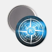 Kompass-Sternemblem Monogramm Nebel in Fichtenwald Magnet (Vorderseite/Rückseite)