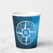 Kompass-Sternemblem Monogramm Nebel in Fichtenwald Pappbecher (Vorderseite)