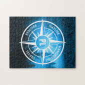 Kompass-Sternemblem Monogramm Nebel in Fichtenwald Puzzle (Horizontal)