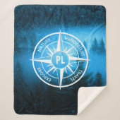 Kompass-Sternemblem Monogramm Nebel in Fichtenwald Sherpadecke (Vorderseite)