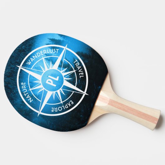 Kompass-Sternemblem Monogramm Nebel in Fichtenwald Tischtennis Schläger (Seitenansicht)