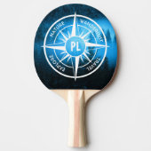 Kompass-Sternemblem Monogramm Nebel in Fichtenwald Tischtennis Schläger (Vorderseite)